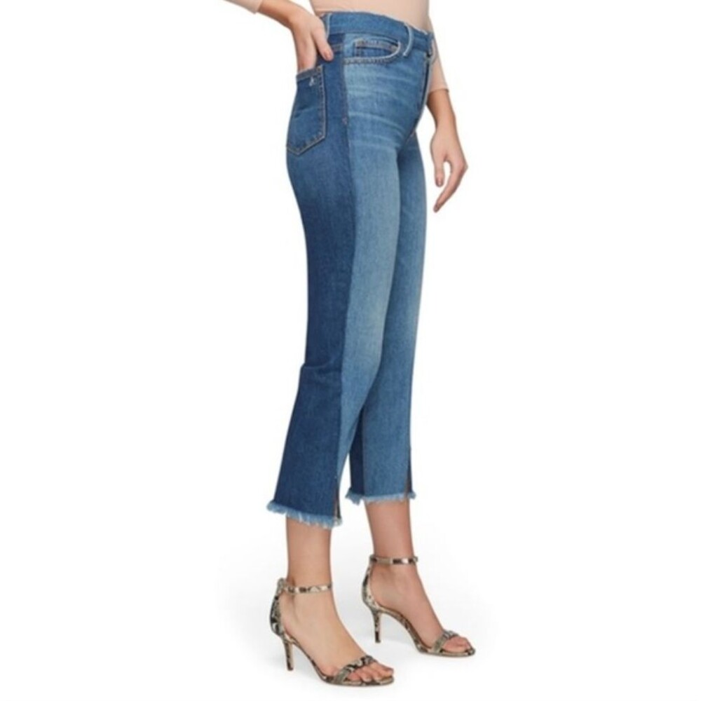 SAM EDELMAN Jeans Mary Jane High Rise Straight Ankle Pants Raw Hem Cropped Sz 31